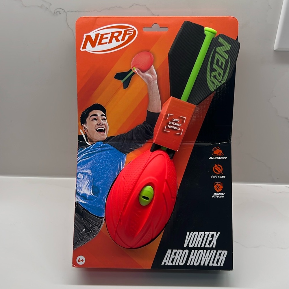 NERF VORTEX AERO HOWLER RED BRAND NEW long distance football indoor kids toy
